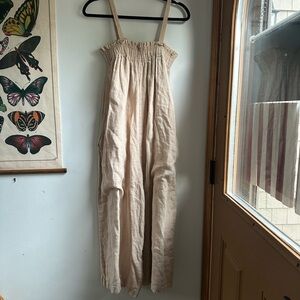 Laude The Label Beige Linen Jumpsuit